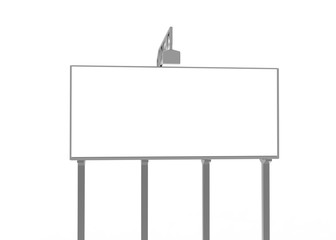 Blank billboard. Isolated on white. Clipping path. 3D Rendering.