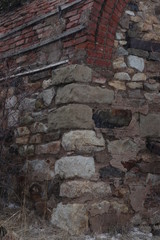 old brick wall with stone