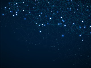 Abstract geometric background with connecting glowing dots and lines. Modern technology concept. Polygonal structure. Futuristic Design