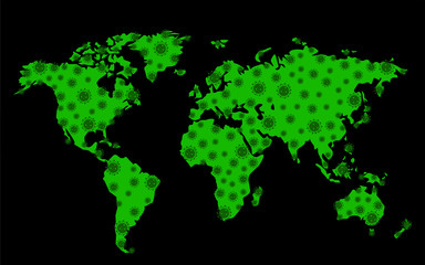 World map of Corona virus. Coronavirus Pandemic. 2019-nCoV
