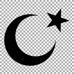 Star and crescent - symbol of Islam icon isolated on transparent background. Religion symbol. Vector Illustration © vladystock