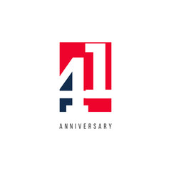 41 Years Anniversary Celebration Logo Vector Template Design Illustration - obrazy, fototapety, plakaty