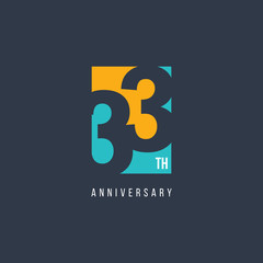33 Th Anniversary Celebration Logo Vector Template Design Illustration - obrazy, fototapety, plakaty