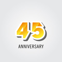 45 Years Anniversary Celebration Logo Vector Template Design Illustration