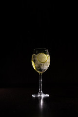 refreshing cocktail on a neutral black background