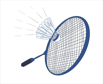 recommend clip art: Hand drawn Badminton racket and shuttlecock. Vector illustration of equipments for playing badminton game sport.