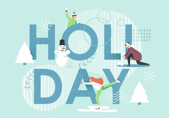 Winter holiday, vector flat style design illustration