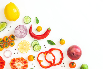 Composition with fresh vegetables