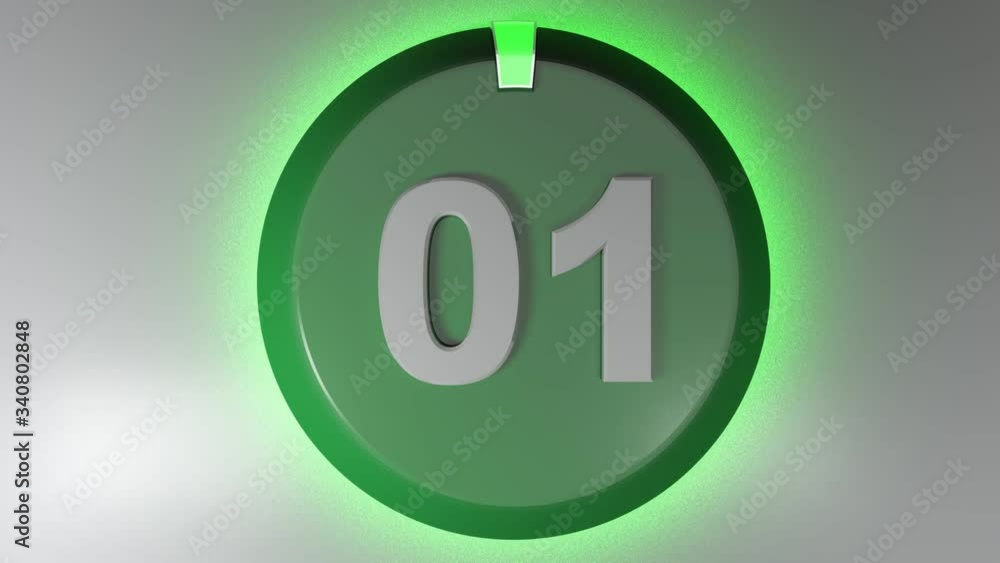 Poster the number 01 on a circle badge with a lighted rotating cursor - 3d rendering video clip
