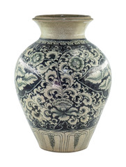 a traditional chinese porcelain vase with in blue colored