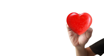 Fototapeta premium Hands holding red heart. heart health. and donation concepts