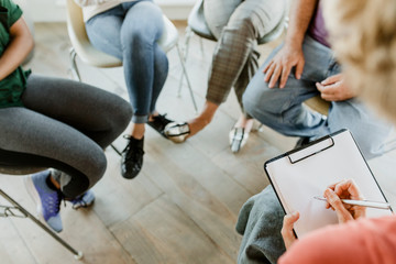 People listening in a group