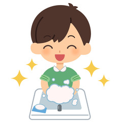 手を洗う子供