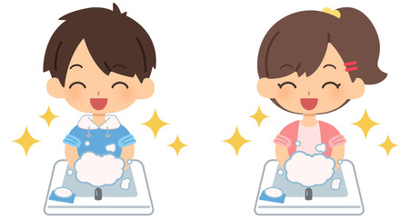 手を洗う子供