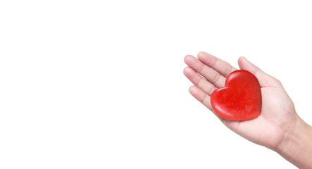 Hands holding red heart. heart health. and donation concepts
