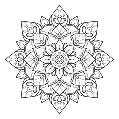 Circular Flower Mandala with vintage floral style, Vector mandala Oriental pattern, Hand drawn decorative element. Unique design with petal flower. Concept relax and meditation use for page logo book