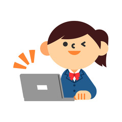 学生　女の子　制服　パソコン　インターネット