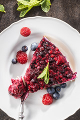 Sweet berry cake. Pie with blueberries and raspberries.