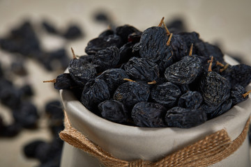 Dried raisins in a container