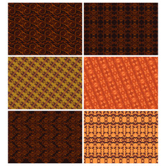 Set of Vectors Design of Brown Pattern Ornament Batik