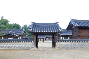 Fototapeta premium 한국의 전통 건축물이 보이는 아름다운 풍경