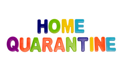 Text HOME QUARANTINE on a white background.