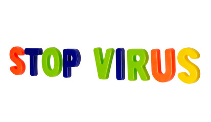 Text STOP VIRUS on a white background.
