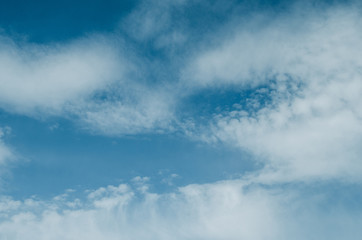 blue sky with fluffy clouds, background and texture