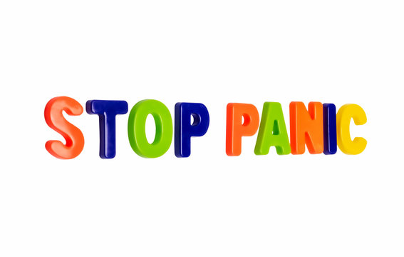 Text STOP PANIC on a white background.