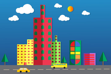 Modern flat city vector illustration. Ecology city concept background.