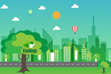 Fototapeta premium Eco friendly city in the background M00080