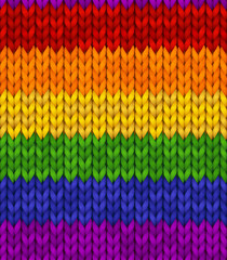 Rainbow realistic knit texture. Colorful seamless pattern for LGBT. Editable background for banner, site, card, wallpaper. Vector illustration for pride.