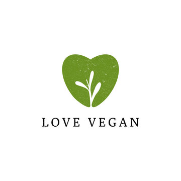 creative love vegan logo design with classic style, vintage vegetables food lover logo Vector