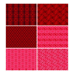 Set of Vectors Design of Red and Pink Pattern Ornament Batik