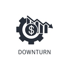 Downturn the economy, production. Vector icon isolated on white background.