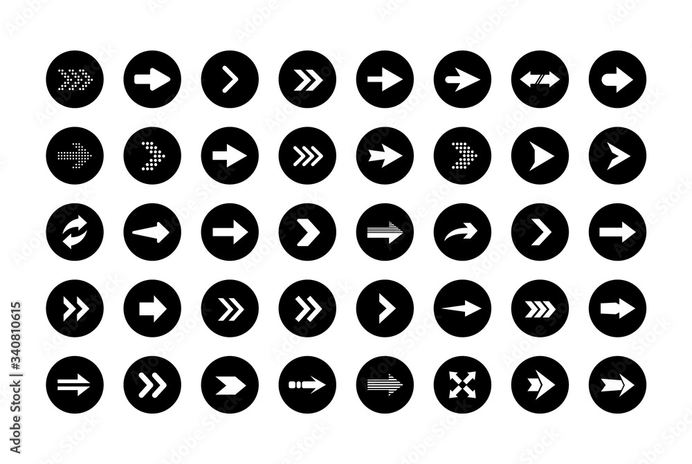 Aufkleber Arrow icon in round shape. Big set of vector flat arrows. Collection of concept arrows for web design, mobile apps, interface and more.