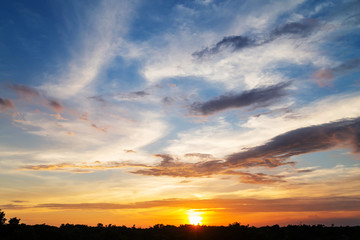 Beautiful colorful sunset sky background