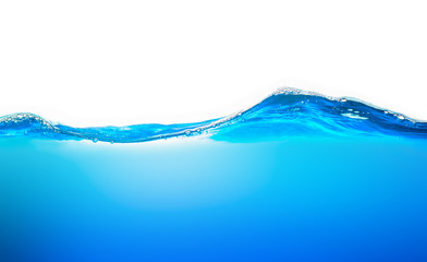 Blue water wave with bubbles for background