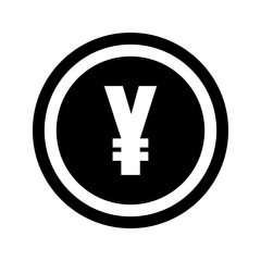round coin icon with chinese yuan or japanese yen symbol