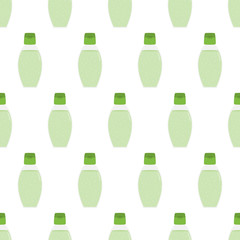 Vector seamless pattern background with bottles of hand sanitizer gel.
