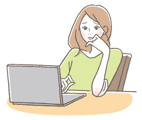 PC　困った女性