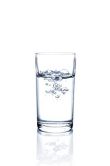 glass of water on white background