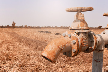Gate valve, old water valve on a white background ,gate valves Water valves, large pipe valves in irrigation systems Control the water to close the old place