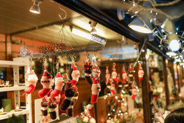 Winter market in Odori Park during Christmas event. Shop has been decrorate with lights...