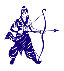 Vector illustration of Lord Rama with Bow Arrow