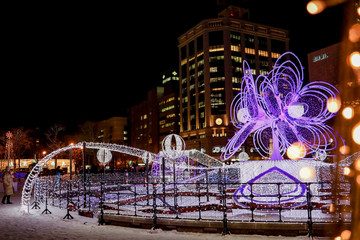 Odori Park during Christmas event with light illumination in Sapporo, Hokkaido, Japan