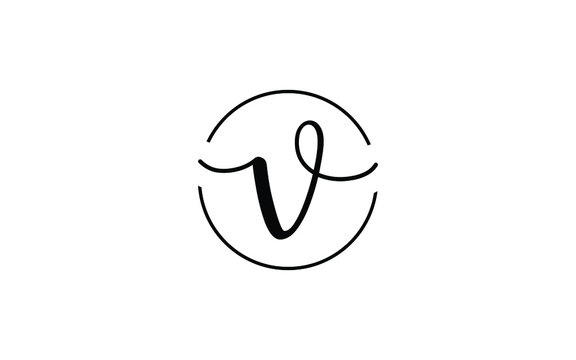 v Lowercase Letter Cursive Icon or Logo design, Vector Template
