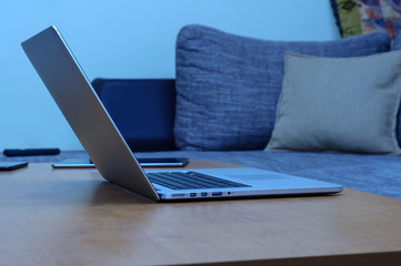 View on a laptop pc on a desk in a home office