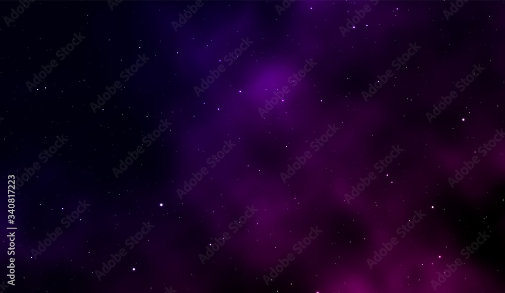 Sticker space background fantastic outer view with realistic bright stars and cluster of gas clouds. univers