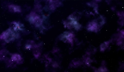 Obraz premium Space background Fantastic outer view with realistic bright stars and cluster of gas clouds. Universe with nebulae, galaxies and star clusters. Infinite cosmic open spaces. Vector illustration